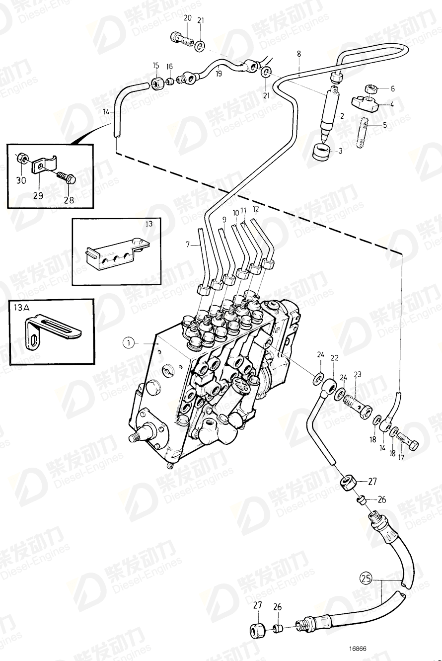 VOLVO Leak-off line 848466 Drawing